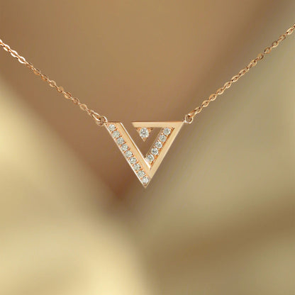 0.10 TCW Round Triangle Minimalist Moissanite Necklace