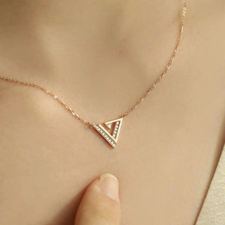 0.10 TCW Round Triangle Minimalist Moissanite Necklace 2