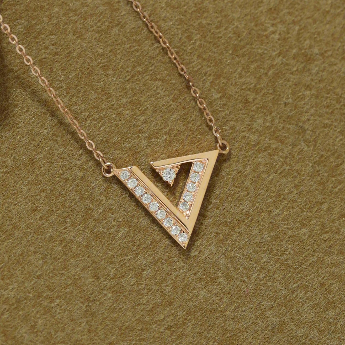 0.10 TCW Round Triangle Minimalist Moissanite Necklace