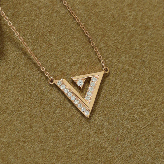 0.10 TCW Round Triangle Minimalist Moissanite Necklace