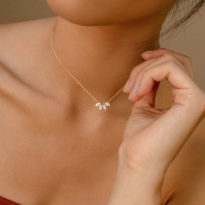 0.40 TCW Marquise Flower Petal Moissanite Necklace