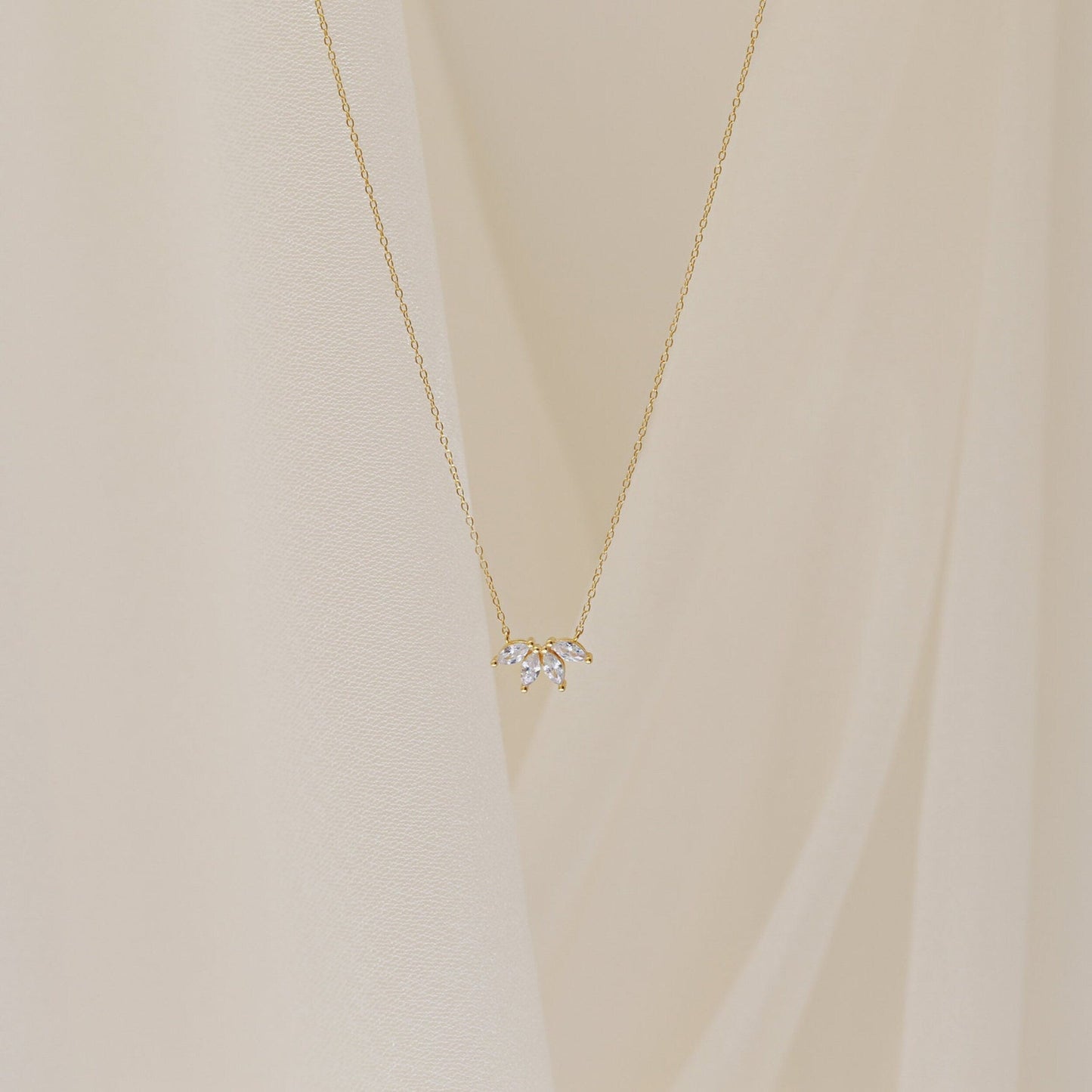 0.40 TCW Marquise Flower Petal Moissanite Necklace