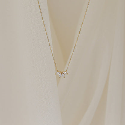 0.40 TCW Marquise Flower Petal Moissanite Necklace