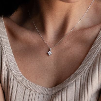 2.50 CT Princess Solitaire Moissanite Necklace