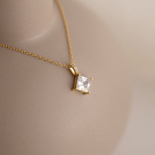 2.50 CT Princess Solitaire Moissanite Necklace 6