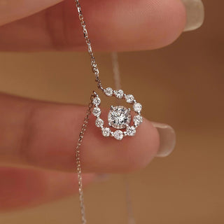 0.50 CT Round Halo Moissanite Necklace 7