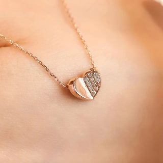 0.15 TCW Round Tiny Heart Moissanite Necklace 3