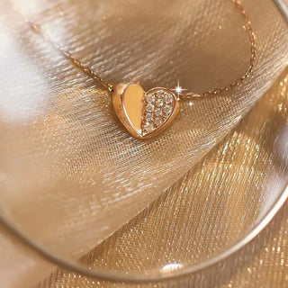 0.15 TCW Round Tiny Heart Moissanite Necklace 4