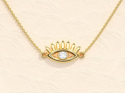 0.10 CT Round Evil Eye Moissanite Necklace