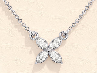 0.40 TCW Marquise Clover Moissanite Necklace 4