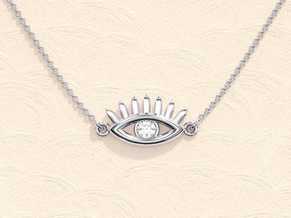 0.10 CT Round Evil Eye Moissanite Necklace