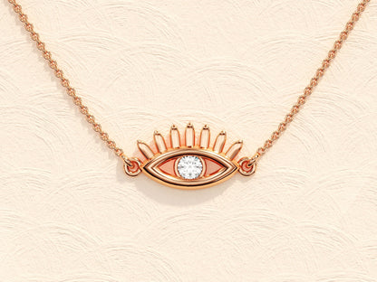 0.10 CT Round Evil Eye Moissanite Necklace