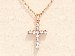 0.22 TCW Round Cross Moissanite Necklace 4