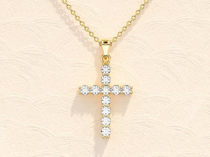 0.22 TCW Round Cross Moissanite Necklace