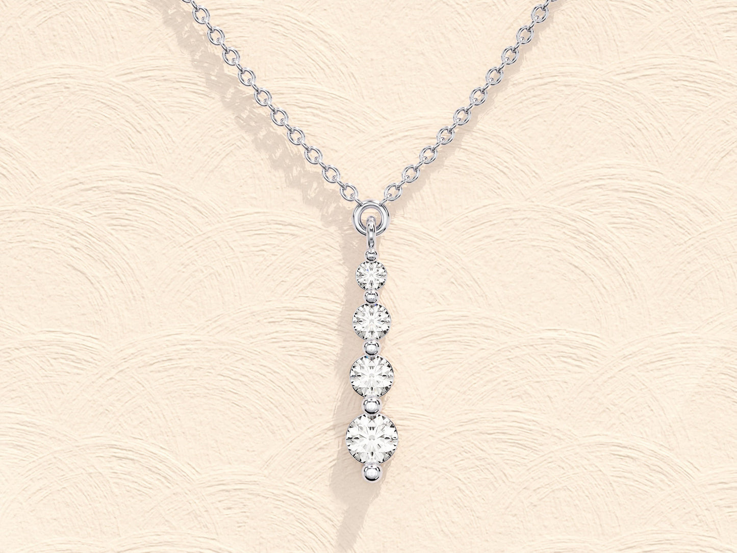 0.11 TCW Round Drop Pendant Moissanite Necklace