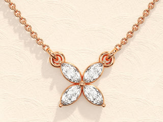 0.40 TCW Marquise Clover Moissanite Necklace 5