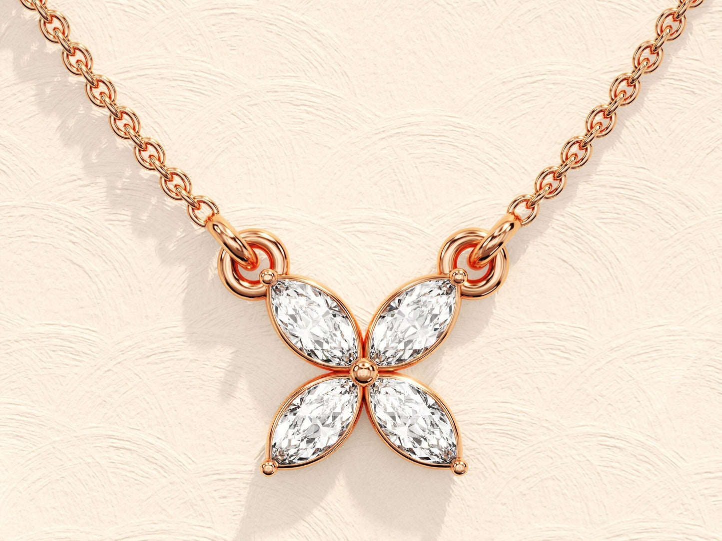 0.40 TCW Marquise Clover Moissanite Necklace