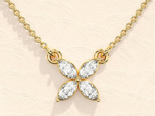 0.40 TCW Marquise Clover Moissanite Necklace 8