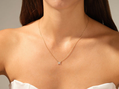 0.40 TCW Marquise Clover Moissanite Necklace