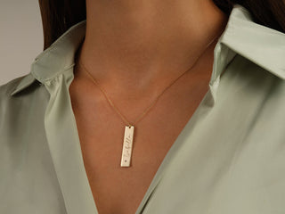 0.05 CT Round Name Tag Moissanite Necklace 4