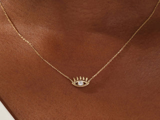 0.10 CT Round Evil Eye Moissanite Necklace 2