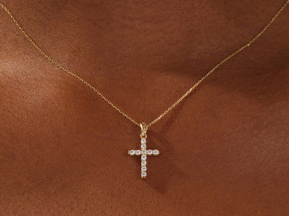 0.22 TCW Round Cross Moissanite Necklace