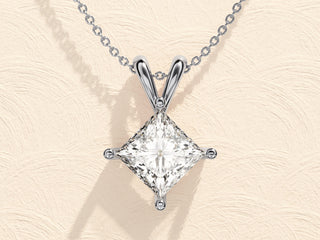 1.0 CT Princess Solitaire Moissanite Necklace 5