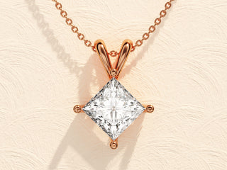 1.0 CT Princess Solitaire Moissanite Necklace 6