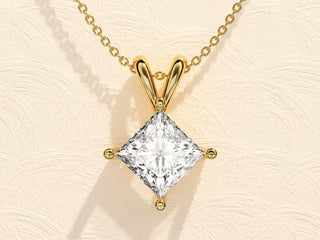 1.0 CT Princess Solitaire Moissanite Necklace 7