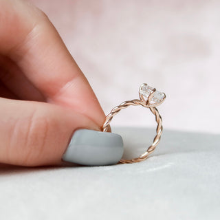 1.5 CT Oval Hidden Halo Moissanite Engagement Ring With Twisted Band 2