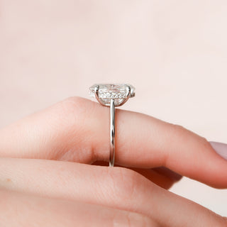 5.0 CT Oval Cut Hidden Halo Style Moissanite Engagement Ring 6