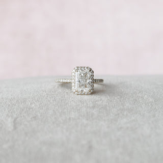 2.0 CT Radiant Halo Pave Moissanite Engagement Ring 7