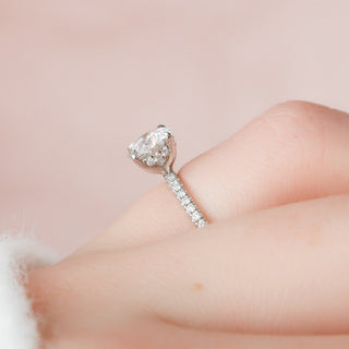 1.0 CT Round Hidden Halo & Pave Setting Moissanite Engagement Ring 3