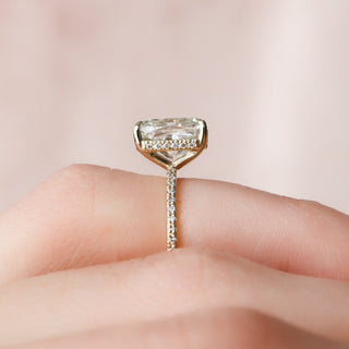 2.0 CT Cushion Hidden Halo & Pave Setting Moissanite Engagement Ring 8