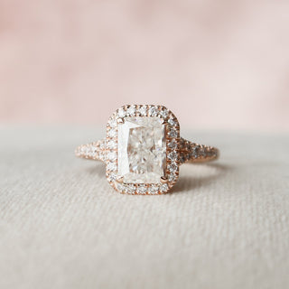 3.50 CT Radiant Halo & Pave Split Shank Moissanite Engagement Ring 1