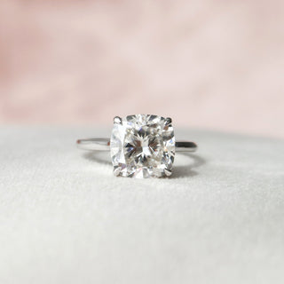 4.0 CT Cushion Cut Hidden Halo Style Moissanite Engagement Ring 1