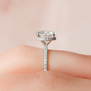 2.5 CT Round Pave & Hidden Halo Setting Moissanite Engagement Ring 2