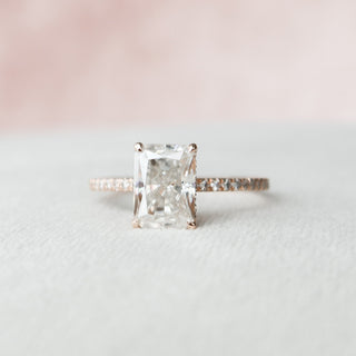 2.0 CT Radiant Hidden Halo & Pave Style Moissanite Engagement Ring 7