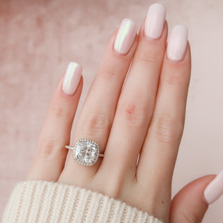 5.0 CT Cushion Halo & Pave Moissanite Engagement Ring 3