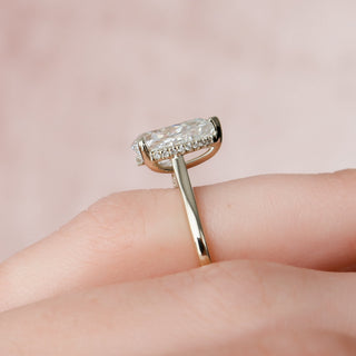 2.0 CT Pear Cut Hidden Halo Style  Moissanite Engagement Ring 4