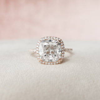 5.0 CT Cushion Halo & Pave Moissanite Engagement Ring 6