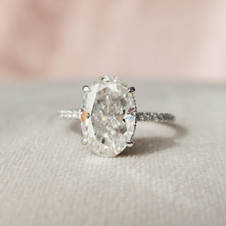 3.5 CT Oval Cut Hidden Halo Pave Setting Moissanite Engagement Ring 1