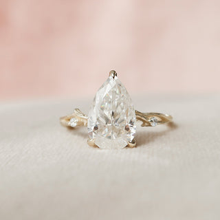 2.5 CT Pear Cut Twig Pave Moissanite Engagement Ring 3