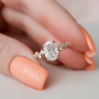 1.5 CT Oval Pave Moissanite Engagement Ring With Hidden Halo Setting 1
