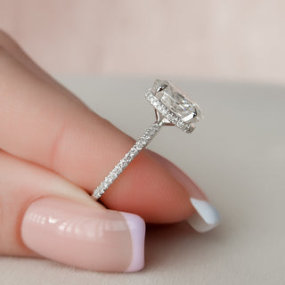 2.5 CT Oval Hidden Halo & Pave Setting Moissanite Engagement Ring 10