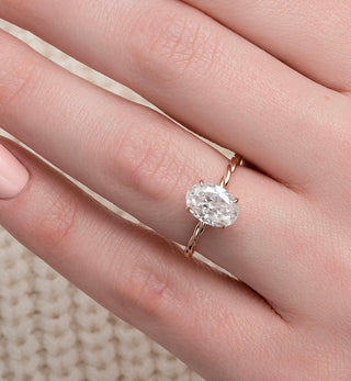 2.0 CT Oval Twisted Shank & Hidden Halo Moissanite Engagement Ring 2