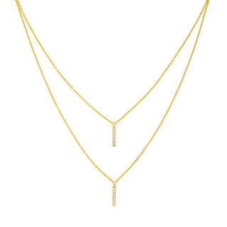 0.14 TCW Round Cut Drop Bar Style Moissanite Necklace 1