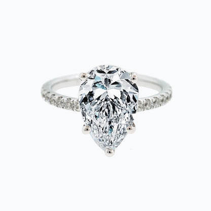 3.0 CT Pear Shaped Moissanite Hidden Halo Engagement Ring 1
