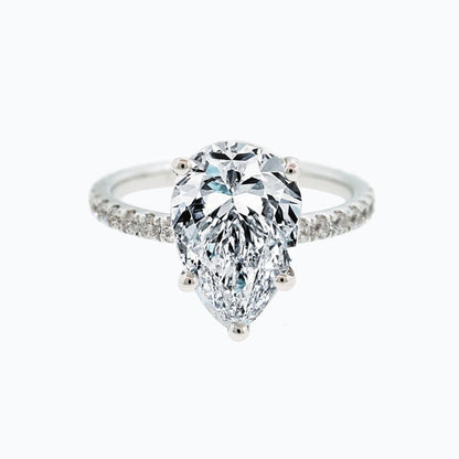 3.0 CT Pear Hidden Halo CVD F/VS2 Diamond Engagement Ring 1