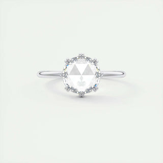 1.47 CT Round Rose Cut  Solitaire Double Prong Moissanite Engagement Ring 1